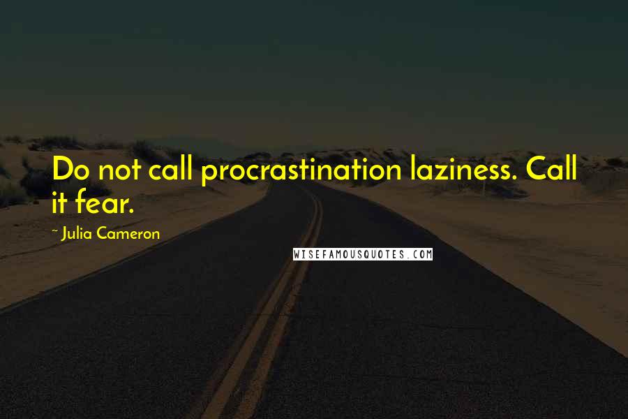 Julia Cameron Quotes: Do not call procrastination laziness. Call it fear.