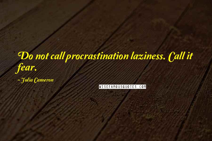 Julia Cameron Quotes: Do not call procrastination laziness. Call it fear.