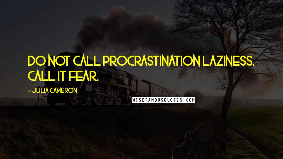 Julia Cameron Quotes: Do not call procrastination laziness. Call it fear.