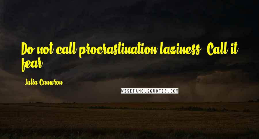 Julia Cameron Quotes: Do not call procrastination laziness. Call it fear.