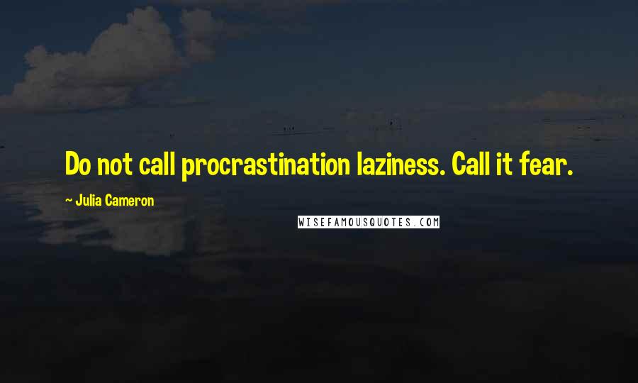 Julia Cameron Quotes: Do not call procrastination laziness. Call it fear.