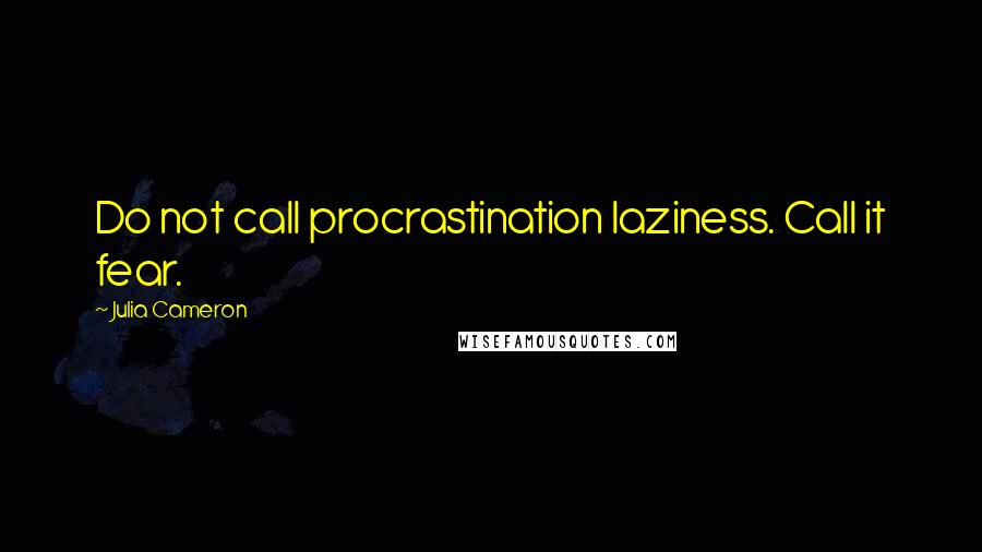 Julia Cameron Quotes: Do not call procrastination laziness. Call it fear.