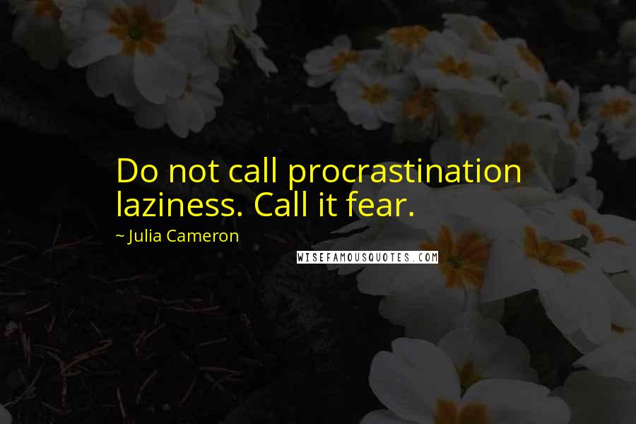 Julia Cameron Quotes: Do not call procrastination laziness. Call it fear.