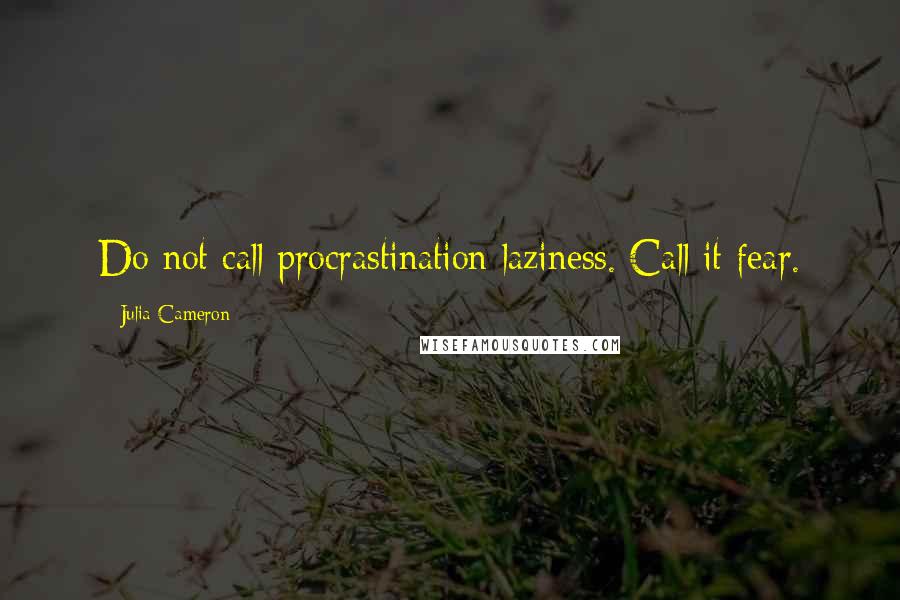 Julia Cameron Quotes: Do not call procrastination laziness. Call it fear.