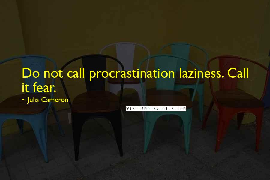 Julia Cameron Quotes: Do not call procrastination laziness. Call it fear.