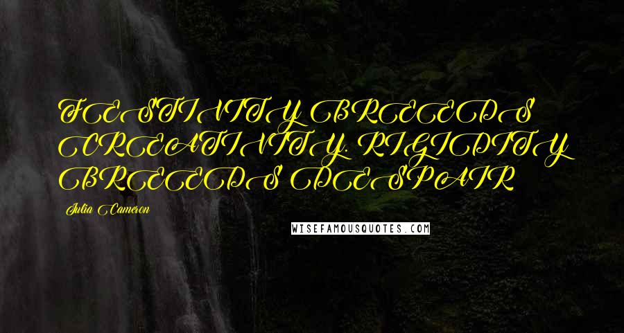 Julia Cameron Quotes: FESTIVITY BREEDS CREATIVITY. RIGIDITY BREEDS DESPAIR