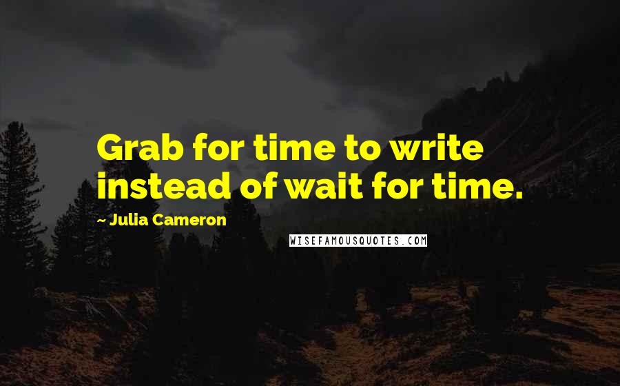 Julia Cameron Quotes: Grab for time to write instead of wait for time.