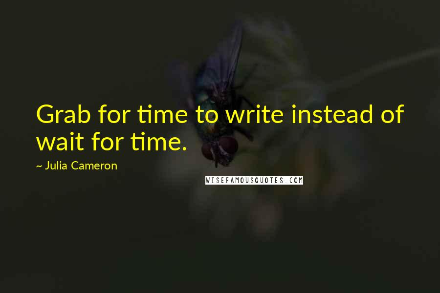 Julia Cameron Quotes: Grab for time to write instead of wait for time.