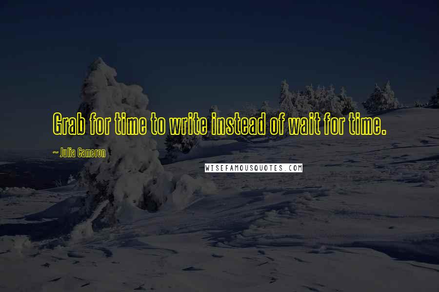 Julia Cameron Quotes: Grab for time to write instead of wait for time.