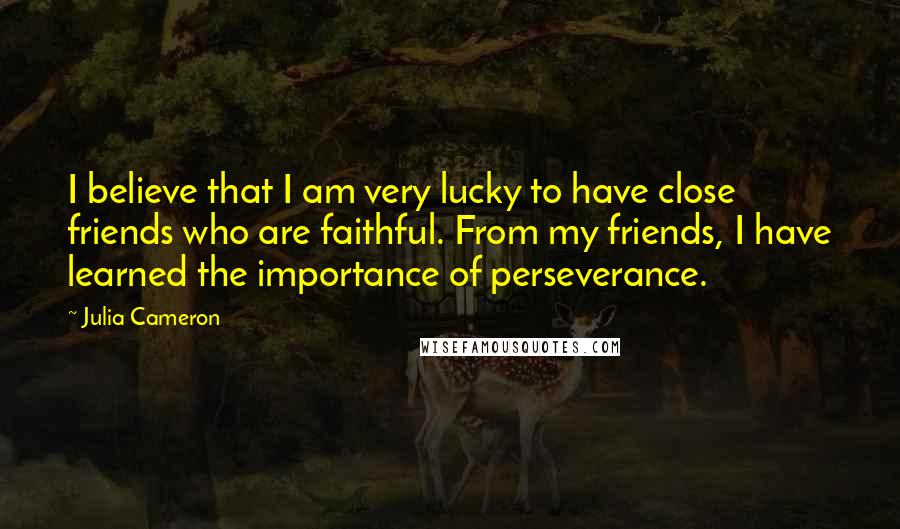 Julia Cameron Quotes: I believe that I am very lucky to have close friends who are faithful. From my friends, I have learned the importance of perseverance.