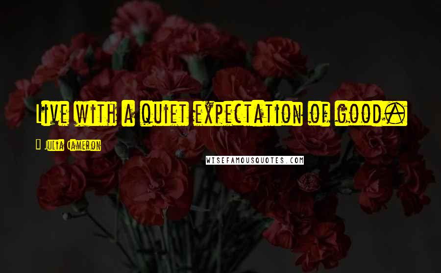 Julia Cameron Quotes: Live with a quiet expectation of good.