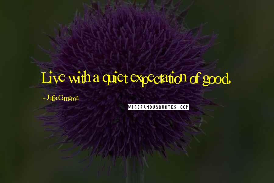 Julia Cameron Quotes: Live with a quiet expectation of good.