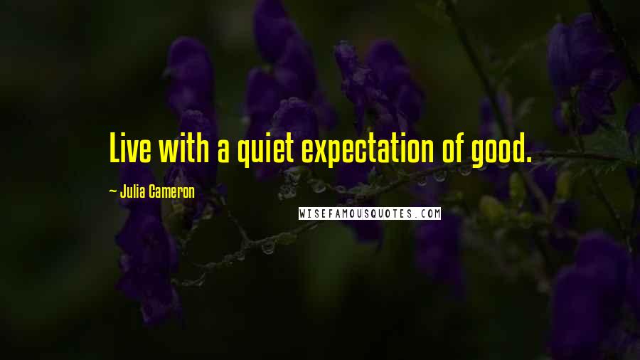 Julia Cameron Quotes: Live with a quiet expectation of good.