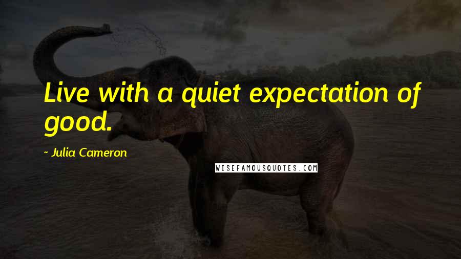 Julia Cameron Quotes: Live with a quiet expectation of good.