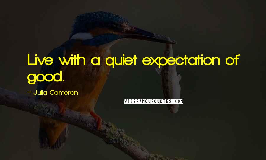 Julia Cameron Quotes: Live with a quiet expectation of good.