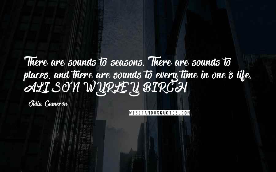 Julia Cameron Quotes: There are sounds to seasons. There are sounds to places, and there are sounds to every time in one's life. ALISON WYRLEY BIRCH