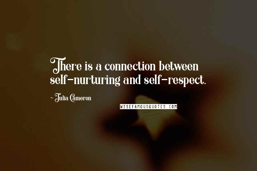 Julia Cameron Quotes: There is a connection between self-nurturing and self-respect.