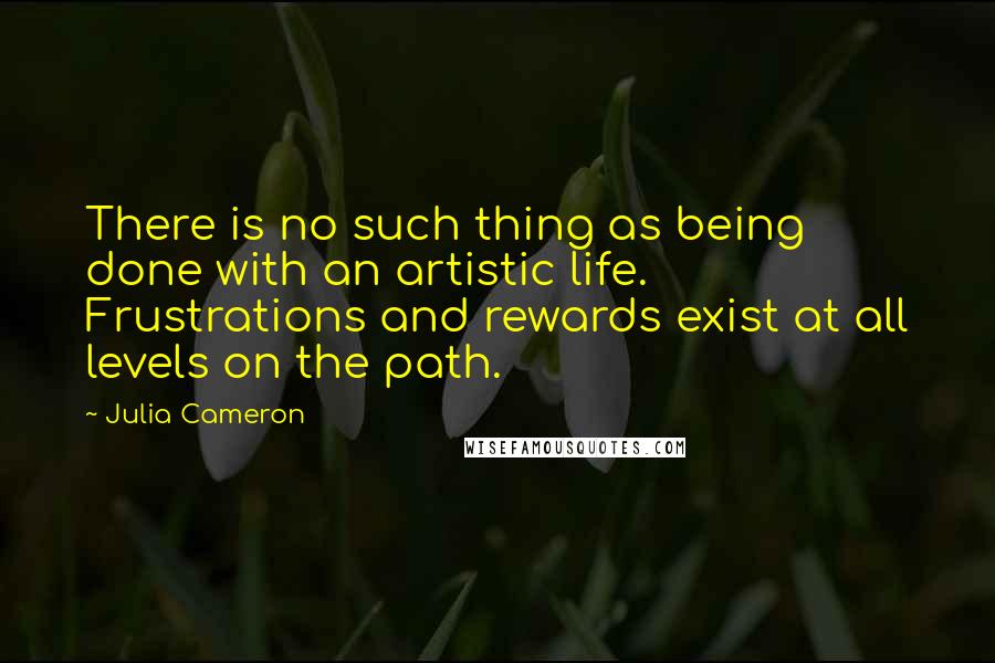 Julia Cameron Quotes: There is no such thing as being done with an artistic life. Frustrations and rewards exist at all levels on the path.