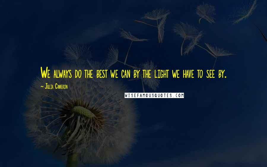 Julia Cameron Quotes: We always do the best we can by the light we have to see by.