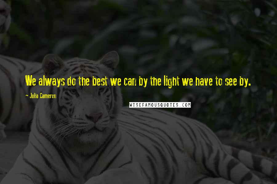 Julia Cameron Quotes: We always do the best we can by the light we have to see by.