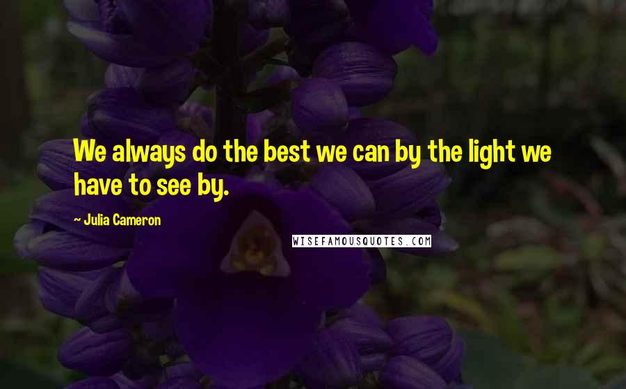 Julia Cameron Quotes: We always do the best we can by the light we have to see by.