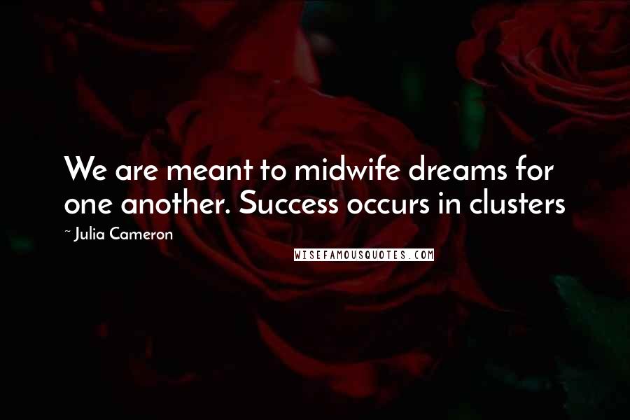 Julia Cameron Quotes: We are meant to midwife dreams for one another. Success occurs in clusters