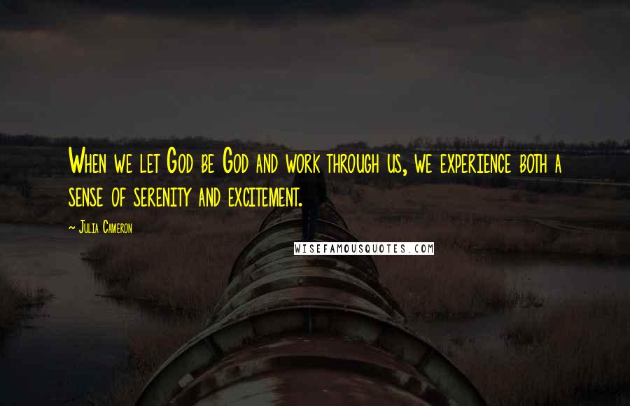 Julia Cameron Quotes: When we let God be God and work through us, we experience both a sense of serenity and excitement.