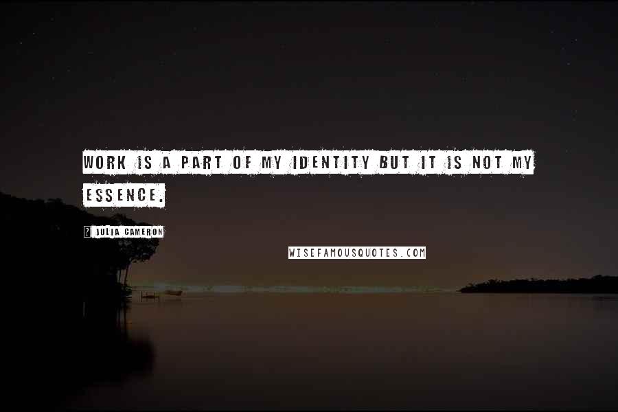 Julia Cameron Quotes: Work is a part of my identity but it is not my essence.