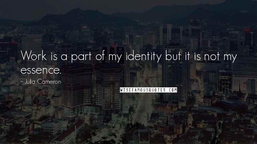 Julia Cameron Quotes: Work is a part of my identity but it is not my essence.