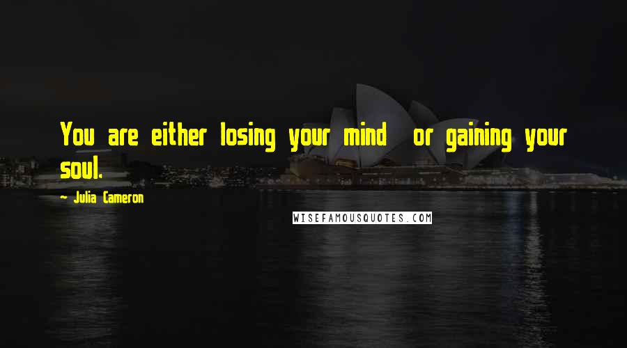 Julia Cameron Quotes: You are either losing your mind  or gaining your soul.