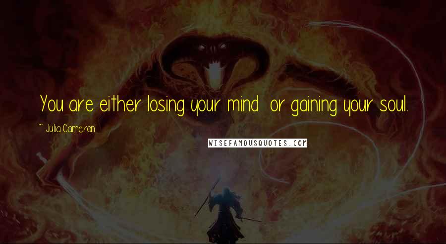 Julia Cameron Quotes: You are either losing your mind  or gaining your soul.