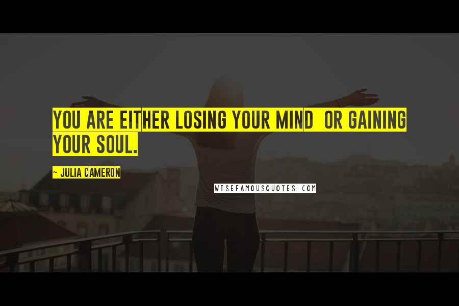 Julia Cameron Quotes: You are either losing your mind  or gaining your soul.