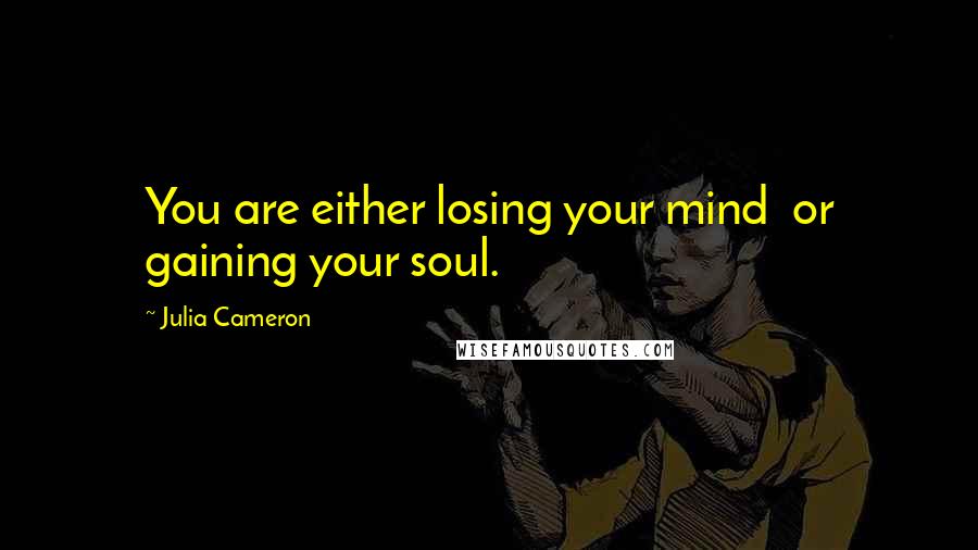 Julia Cameron Quotes: You are either losing your mind  or gaining your soul.