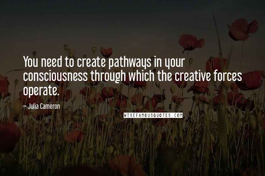 Julia Cameron Quotes: You need to create pathways in your consciousness through which the creative forces operate.