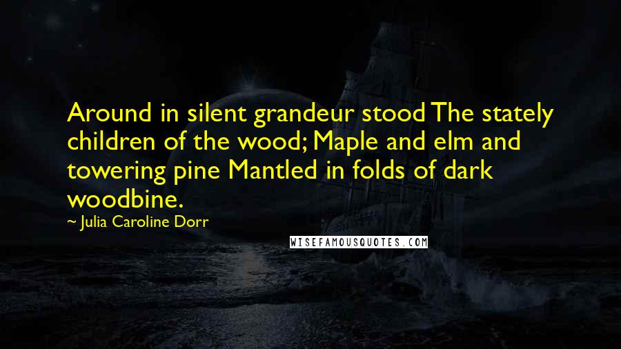 Julia Caroline Dorr Quotes: Around in silent grandeur stood The stately children of the wood; Maple and elm and towering pine Mantled in folds of dark woodbine.