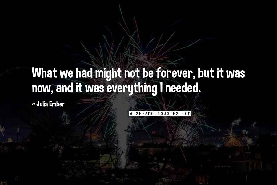 Julia Ember Quotes: What we had might not be forever, but it was now, and it was everything I needed.