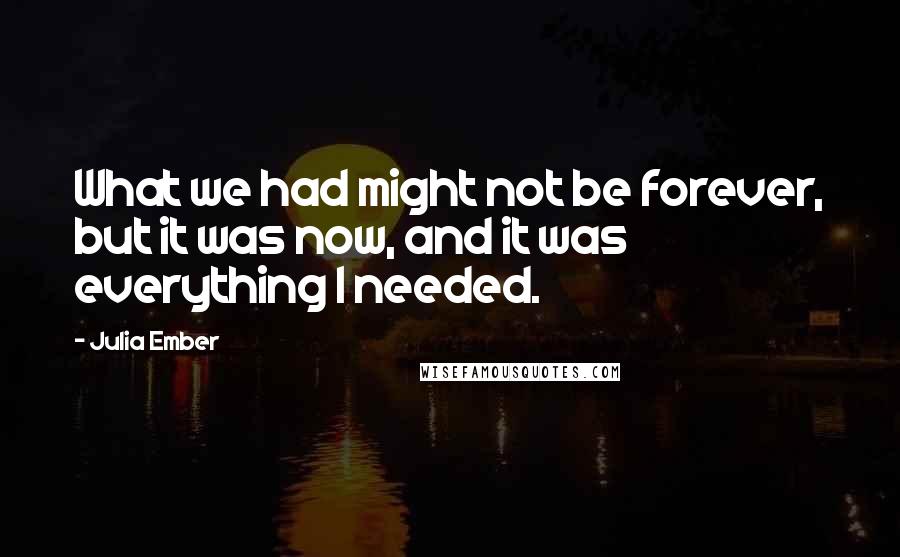 Julia Ember Quotes: What we had might not be forever, but it was now, and it was everything I needed.
