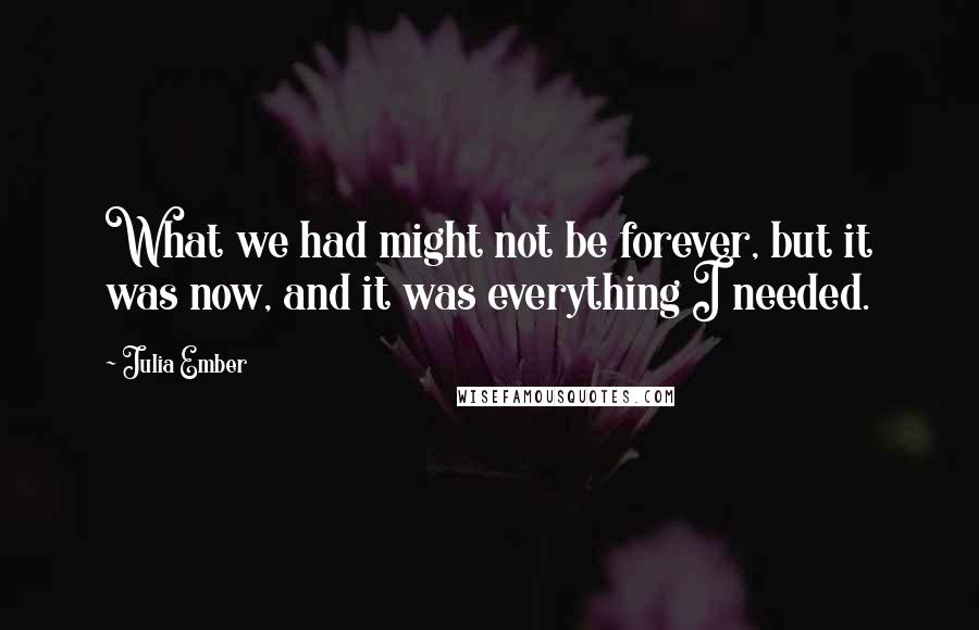 Julia Ember Quotes: What we had might not be forever, but it was now, and it was everything I needed.