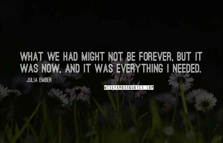 Julia Ember Quotes: What we had might not be forever, but it was now, and it was everything I needed.