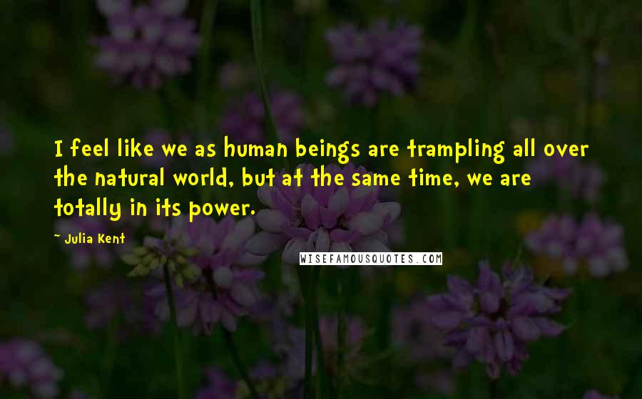 Julia Kent Quotes: I feel like we as human beings are trampling all over the natural world, but at the same time, we are totally in its power.