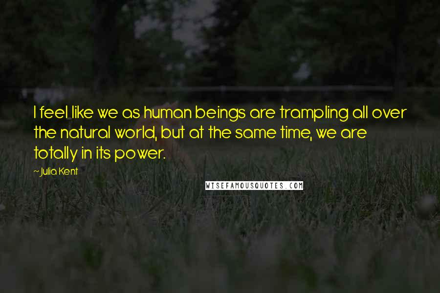 Julia Kent Quotes: I feel like we as human beings are trampling all over the natural world, but at the same time, we are totally in its power.