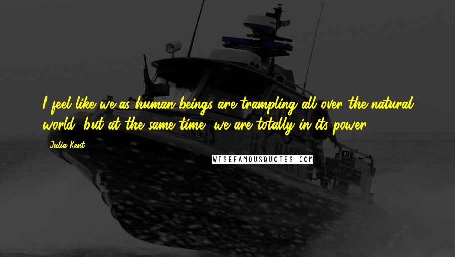 Julia Kent Quotes: I feel like we as human beings are trampling all over the natural world, but at the same time, we are totally in its power.