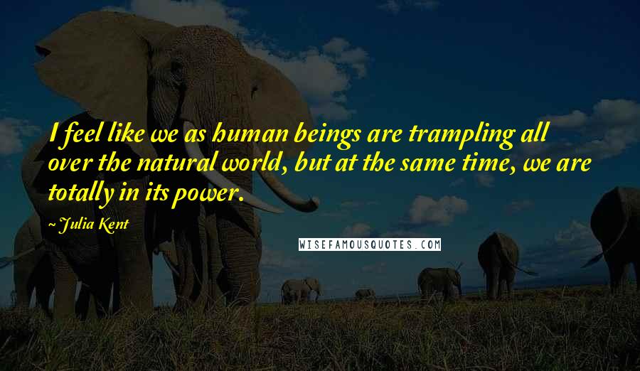 Julia Kent Quotes: I feel like we as human beings are trampling all over the natural world, but at the same time, we are totally in its power.