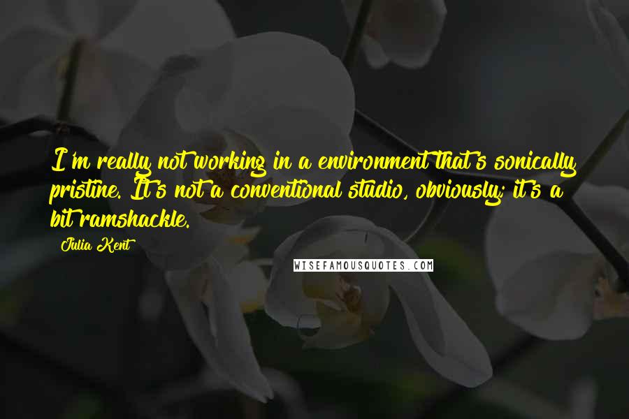 Julia Kent Quotes: I'm really not working in a environment that's sonically pristine. It's not a conventional studio, obviously; it's a bit ramshackle.