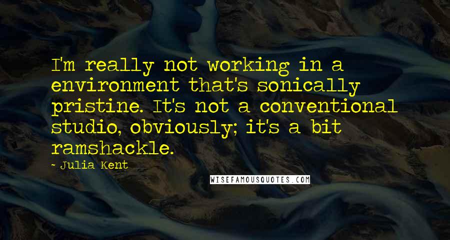 Julia Kent Quotes: I'm really not working in a environment that's sonically pristine. It's not a conventional studio, obviously; it's a bit ramshackle.