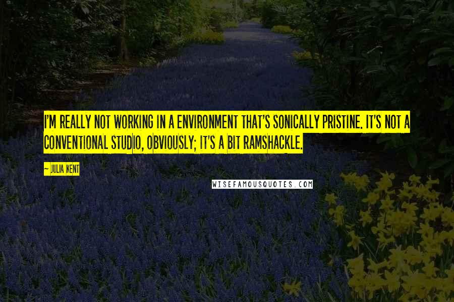 Julia Kent Quotes: I'm really not working in a environment that's sonically pristine. It's not a conventional studio, obviously; it's a bit ramshackle.