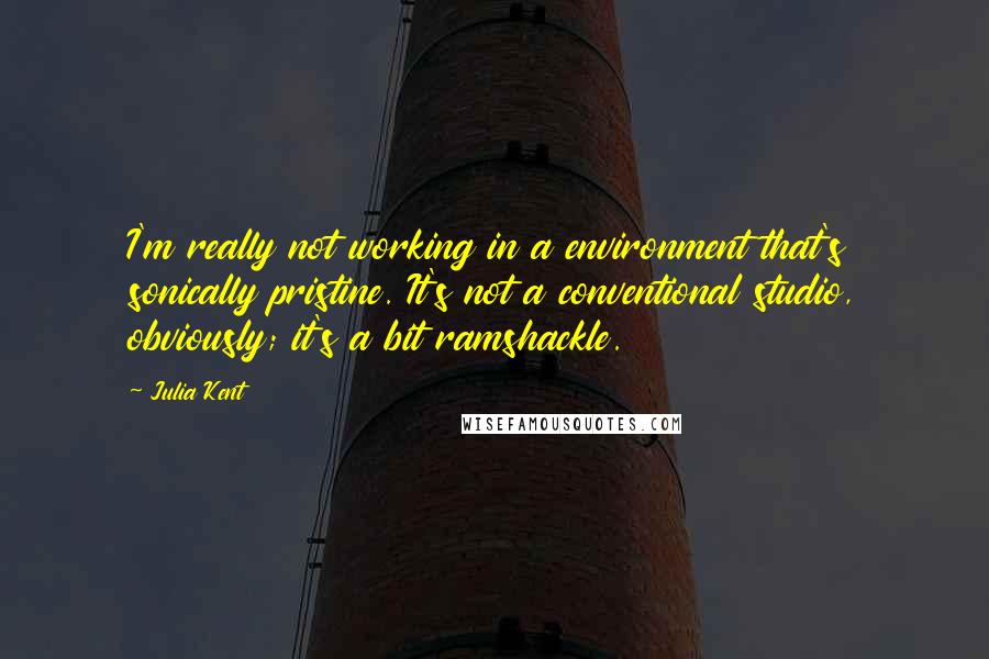 Julia Kent Quotes: I'm really not working in a environment that's sonically pristine. It's not a conventional studio, obviously; it's a bit ramshackle.