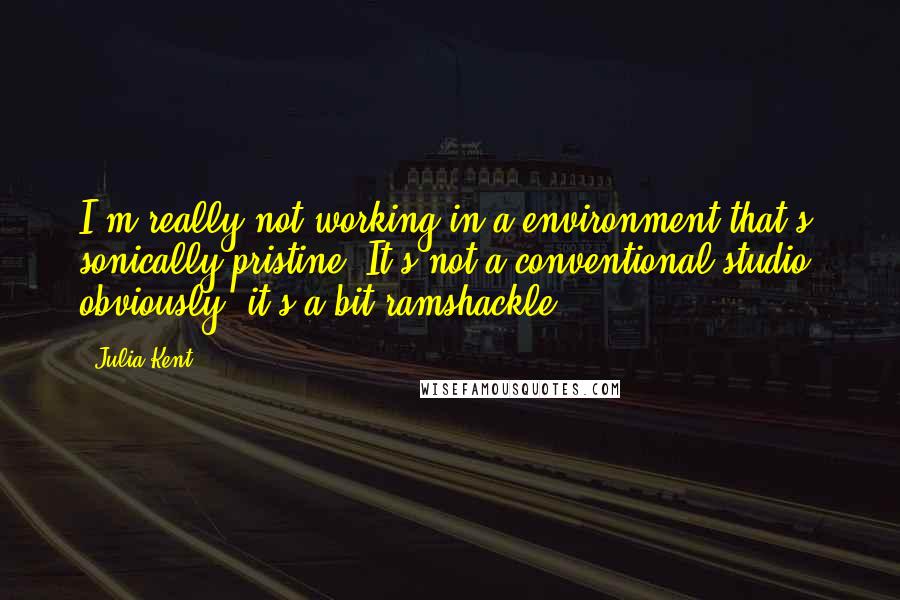 Julia Kent Quotes: I'm really not working in a environment that's sonically pristine. It's not a conventional studio, obviously; it's a bit ramshackle.