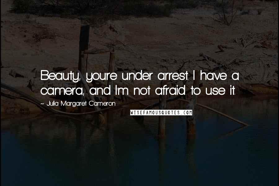 Julia Margaret Cameron Quotes: Beauty, you're under arrest. I have a camera, and I'm not afraid to use it.