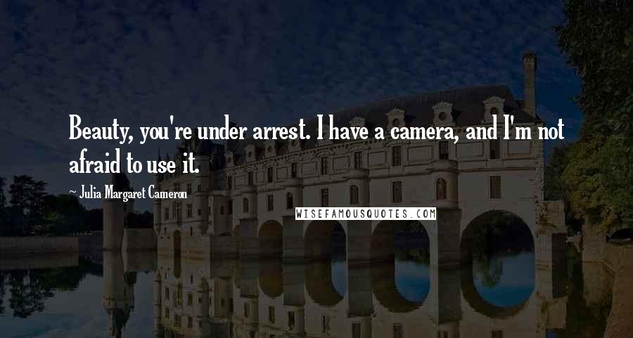 Julia Margaret Cameron Quotes: Beauty, you're under arrest. I have a camera, and I'm not afraid to use it.
